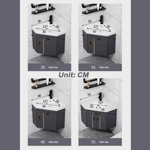 Slap This Corner Bathroom Vanity Sink Set On Your Wall With Smooth Ceramic Vessel Basin And Sleek Mirror To Grab Max Space While Keeping Things Fresh For Your Tight Spaces Without The Headache with measurements.