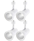 18W Dimmable LED Track Heads Pack of 4 1400LM CRI90 Single Circuit H Track Lighting, white aluminum housing, front view.