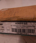 Damaged packaging of Horizontal Cable Manager 1U Black For Rack Mounts with label visible