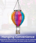 Solar Hot Air Balloon Lantern With Flickering Flame Effect For Outdoor Hanging LED Glass Light, 15 Inch, patio background
