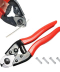 Muzata heavy-duty cable cutter with red handles; stainless steel blades for 1/8–5/32 in wire rope (four pins)