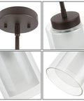 Detailed view of Dark Bronze Dual Glass 1 Light Mini Pendant Ceiling Light for Kitchen Island and Living Room