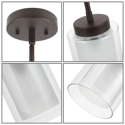 Detailed view of Dark Bronze Dual Glass 1 Light Mini Pendant Ceiling Light for Kitchen Island and Living Room