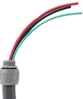 Close-up of Beefy 3/4 Inch Liquid Tight Non-Metallic PVC Conduit Cable Whip Kit, showing connectors and conductors.