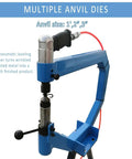 Pneumatic Planishing Hammer With Anvil And Pedal Four Inch Throat Workhorse Air Planishing Hammer For Metal Shaping 875 To 1350 Hits Per Minute One Quarter Inch NPT Inlet Includes One Two And Three Inch Radius Anvils
