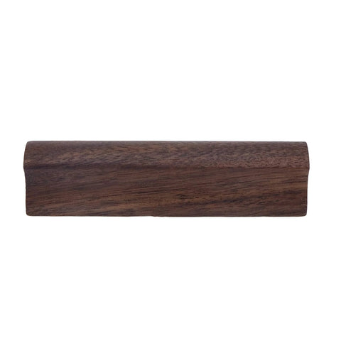 Front view of Six Piece Walnut Wood Drawer Handles Set With 2.5 Inch Hole Centers, Rectangular Solid Wood Cabinet Pulls.