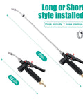 Stainless Steel Sprayer Wand 29 Inches With Lockable Handle, Heavy Duty Three Eighths Inch Brass Barb, Fits Most Hoses, Durable Shut Off Valve For Lawn Care And Gardening; wand length options of 29 inches and 12.5 inches shown.
