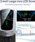 Heavy Duty Level 2 EV Charger J1772 Compatible 48 Amp 11.5 Kilowatt Wall Mount Charging Station with LCD screen display.