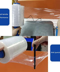 Heavy Duty Stretch Film Roll For Moving And Shipping, Industrial Strength Plastic Wrap With Handle, showing tensile and anti-puncture properties.