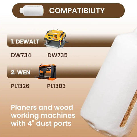 Dust Collection Bag For Planers And 4 Inch Woodworking Machines 30 Micron Filter, compatible with DW735 DW734 WEN PL1326