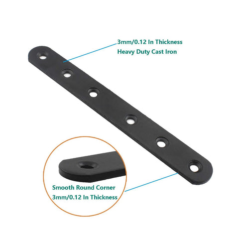 4 Pack Flat Mending Plate For Wood Ulifestar Black Iron Flat Straight Brace Brackets Metal Repair Fixing Wood Brace Joining Plates
