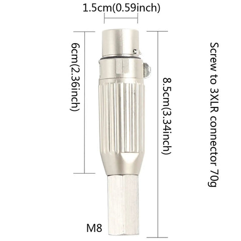 Stainless Steel M8 304 3 Pin XLR End Connector For Reciprocating Linear Actuator DIY Build And Industrial Cable Adapter, 8.5cm length