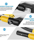 Top Quality Hydraulic Crimping Tool And Rebar Shears detail showing non-slip grip and mold guide for efficient crimping.