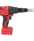 Zohisin 18V Cordless Rivet Gun Kit With Built In LED Light For Heavy Duty Projects Electric Nut Driver Tool Made To Make Your DIY Job Easier And Faster. red cordless rivet gun with battery pack and metal nose