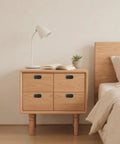 Wooden dresser with 2 Pack Hidden Cabinet Pulls Black Zinc Alloy Recessed Drawer Handles With Screws installed in bedroom setting