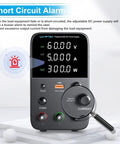 Variable Bench Power Supply With Switch And Alarm, 60V 5A, LED Display showing output, USB Quick Charge port visible