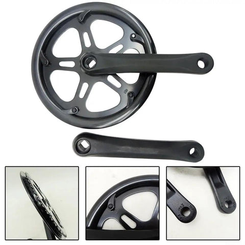 Hearty Heavy Duty 48T 165mm Alloy Bike Crankset For Single Speed And Fixed Gear Builds With Smooth Power Transfer And Durable Lightweight Construction That Really Sells The Ride Experience. black 48T 165mm alloy bike crankset