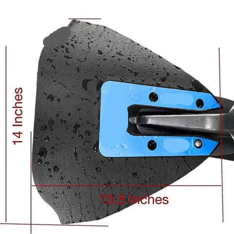 Black hydrofoil stabilizer measuring 14x13.5 inches for 8-40 HP motors, highlighting Whale Tail Hydrofoil Stabilizer benefits.