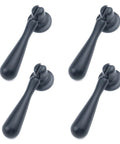 Black Tear Drop Cabinet Pulls 2.56 Inches Drawer Knobs Pack Of 4 With Screws Modern Elegant Zinc Alloy Hardware visible in set of four
