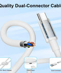 Cable connector detail showing internal wiring and USB-C dual-connector design