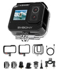 Dope Dual Lens 4K Action Cam With 20MP Photos 6 Axis EIS Stabilization 8X Zoom Dual IPS Screens 100 Ft Waterproof Case and accessories