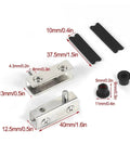 Stainless Steel Glass Door Hinges No Drill Black Pivot Hinge Set Of 2 For 5 To 6mm Thick Doors shown with measurement details