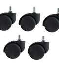 Smooth Sailing Office Chair Wheels Replacement 2 Inch Twin Wheel Caster Set Of 5 With 10mm Threaded Stem showing five black casters.