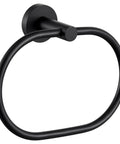 Killer Matte Black Oval Towel Ring Features Smooth Swivel Action Wall Mounted Bathroom Accessory close-up view of durable towel holder