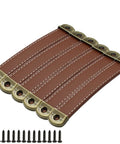 Leather Drawer Pulls With Iron Plate For Enhanced Bearing Capacity 6 Piece Set Includes Self Tapping Screws Ergonomic Red Brown