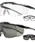 Anti Fog Lab Safety Glasses For Glasses Wearers Over Eyeglasses Clear And Tinted 2 Pack With Integrated Side Shields ANSI Z87.1 Plus UV400 Protection Over Prescription Glasses Goggles