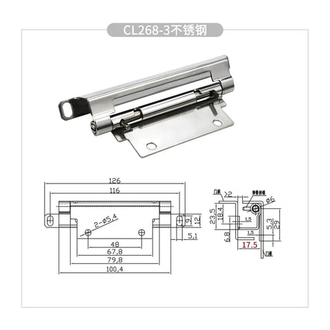 CL268 Stainless Steel Detachable Cabinet Door Hinge With Hidden Fold Carbon Steel Spring with dimensions diagram