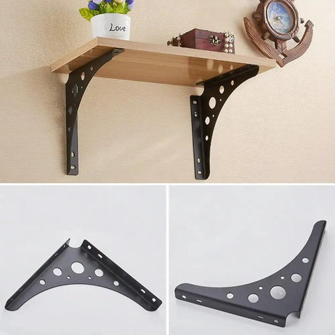 Heavy Duty Wrought Iron Corner Shelf Bracket Featuring A Solid Right Angle Triangle Frame For Wall Mounted Diy Storage Rack And Room Organization Gear That Is Totally Badass And Built To Last, showcasing sturdy black design.
