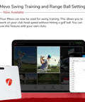 Mevo Gen2 Portable Golf Launch Monitor And Simulator With 18 Swing Data Parameters next to tablet and smartphone