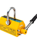 Kickass Heavy Duty Permanent Lifting Magnet With 11000 Lbs Capacity, yellow steel lifter with control handle.