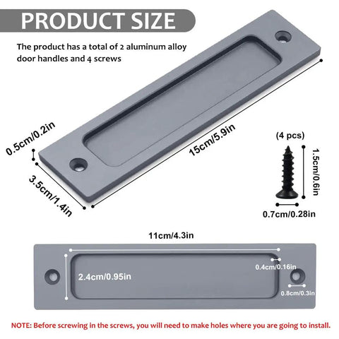 Heavy Duty Rectangular Recessed Door Pull Handles 2 Pack Solid Aluminum Alloy Flush Slide Bar With Easy Self Install Hardware For Barn Doors Cabinets Closets Flat Back Design Silver