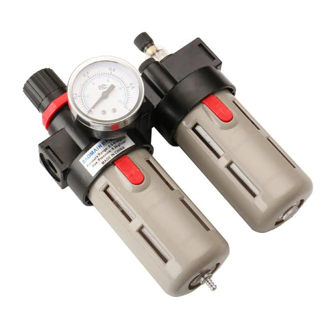 All In One Air Source Treatment Unit With Filter Regulator Lubricator Combo 1 Quarter Inch PT, Heavy Duty Air Line Regulator Lubricator, BFC2000 Style