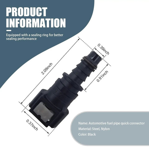 No Sweat Auto Fuel Line Quick Connect Male Female Joint Fitting Straight Hose Adapter 9.49 Mm Id 8 Mm Tube Black fuel pipe connector