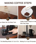 Steps for using the Automatic Coffee Machine With Detachable Water Tank That Doubles As A Cup One Button Start Auto Shutoff.