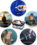 Two Pack Clear Makeup Bags With Zipper Waterproof Travel Storage Pouch Organizer For Cosmetics And Toiletries Transparent PVC Bags With Handle Large Capacity See Through For Airport Security shown with various travel and gym scenarios.