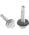 Heavy Duty Number 10 X 1 Inch Self Drilling Screws With Rainproof EPDM Washers For Metal Roofs And Fences Rust Resistant 410 Steel hex head screws and washers