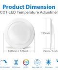 6 Inch LED Disk Lights Pack Of 12 Dimmable Recessed Ceiling Downlights With 5 CCT Selectable 2700K To 5000K 1050 Lm Easy Install, showing product dimensions and features.