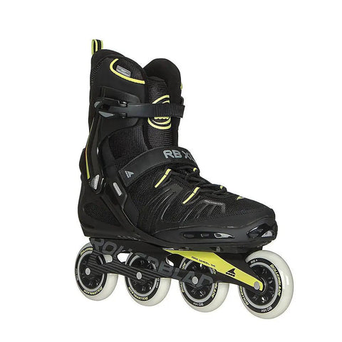 XL Men's Fitness Inline Skates With Beefy Shell And Cushy Liner, Double Wrap Closure, Pro Grade High Performance, Black and Lime