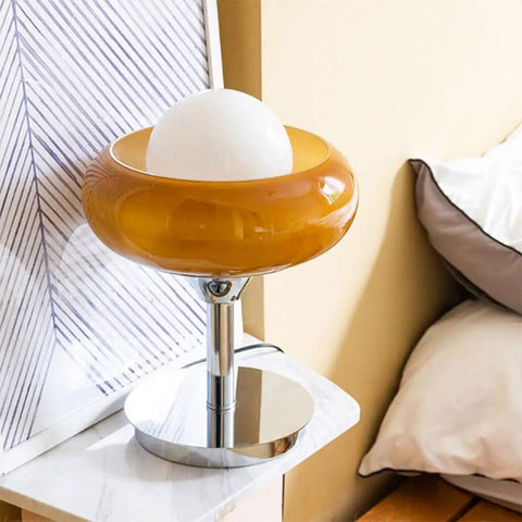 Egg Tart Desk Lamp With Cozy Warm Glow Nordic Style Japanese Table Lamp Creamy White Lampshade And Iron Base Eye Protection Night Light on marble table