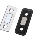 Ultra Thin Magnetic Cabinet Catches with Invisible Door Stops side view, metal adhesive and screws, no drill installation