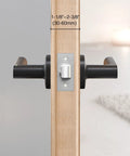Slick Smart Door Lock With Fingerprint And NFC App Control And Bluetooth Keyless Entry in black on a wooden door.
