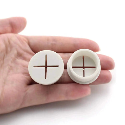 1 Inch Desk Grommet Set, 10 Pack Cable Hole Covers With Hole Saw in hand, white detachable covers, DIY cable management