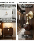 Gold Pendant Knobs Set 12 Pack for Cabinets and Furniture, Heavy Duty Zinc Alloy With Wood Ball on modern nightstand and dresser