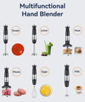 Powerful 1000W 5 In 1 Corded Immersion Hand Blender With 12 Speeds Includes Mixing Beaker Chopper Whisk Milk Frother And Emulsifier