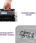 Money Counter Machine With Value Count And Fake Bill Detection For Dollar And Euro, UV MG IR DD DBL HLF CHN Checks, LCD display