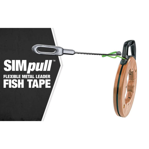 Pro Grade Stainless Steel Fish Tape 1 Eighth Inch 125 Feet Heavy Duty Rust Resistant Cable for electricians with flexible handle
